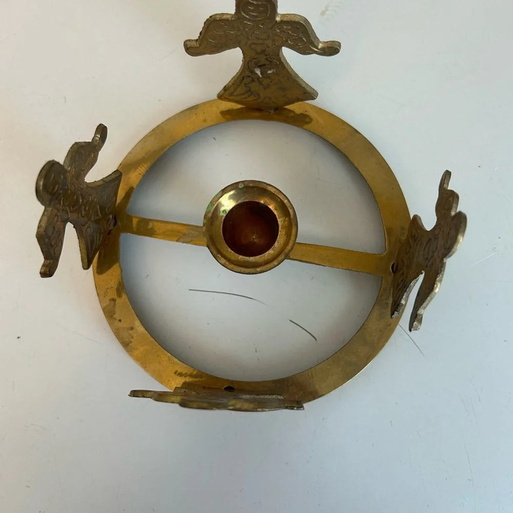 Brass Angel Taper Candle Holder Rings 3.75